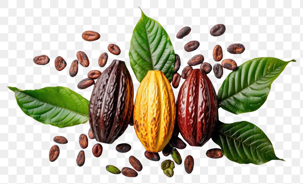 PNG Cocoa pods and beans arrangement