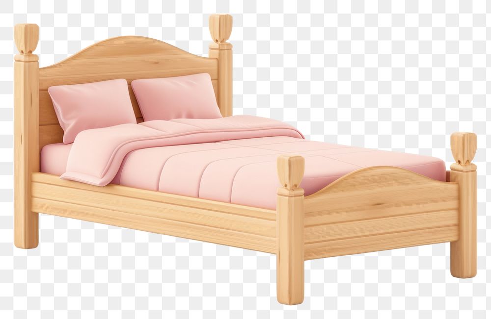 PNG  Wooden bed with pink bedding