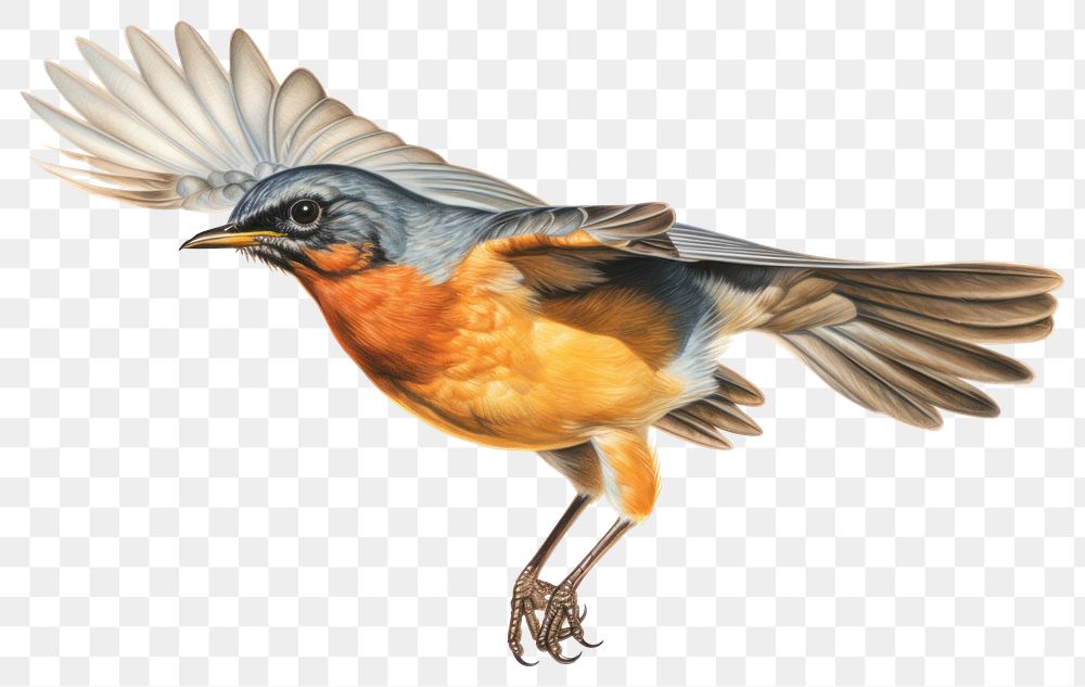 PNG Flying American Robin robin bird bluebird.