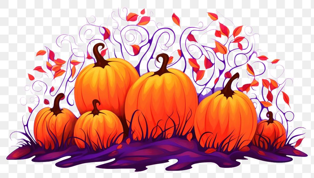PNG Vibrant autumn pumpkins illustration