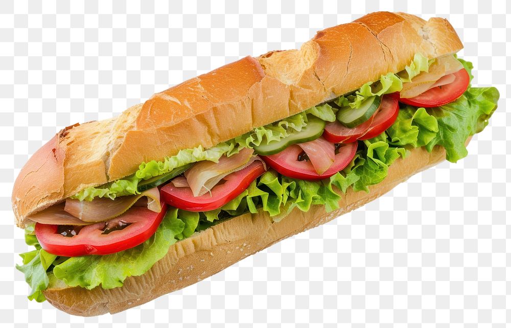 PNG  Fresh sub sandwich with vegetables