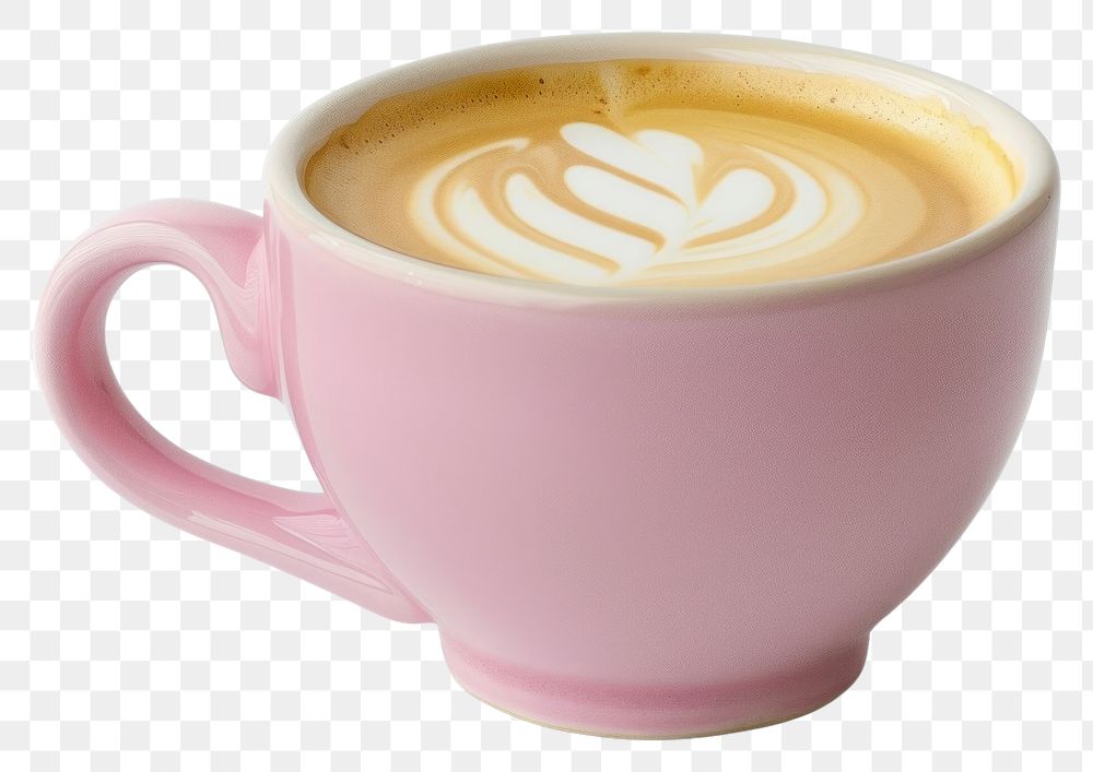 PNG Pink cup latte art coffee