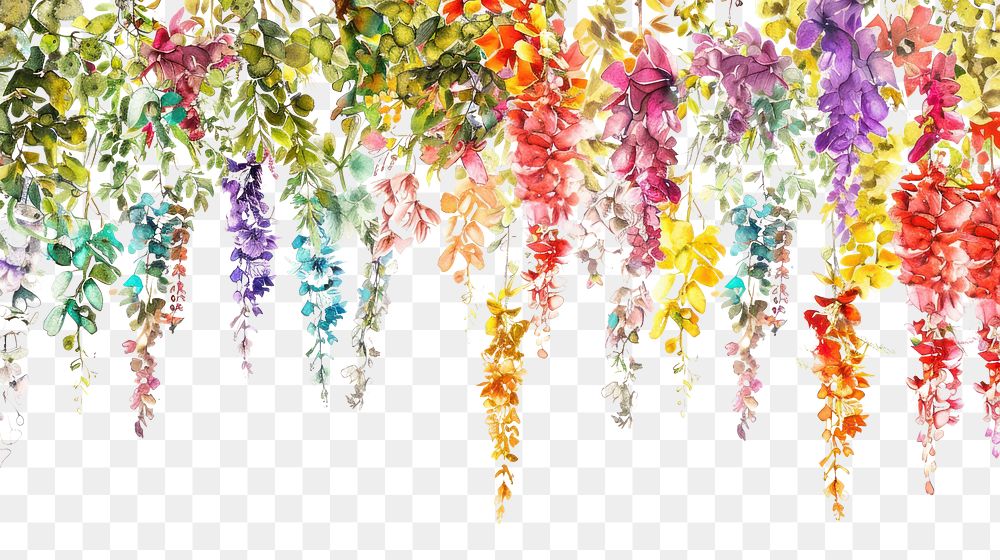 PNG Colorful hanging floral illustration