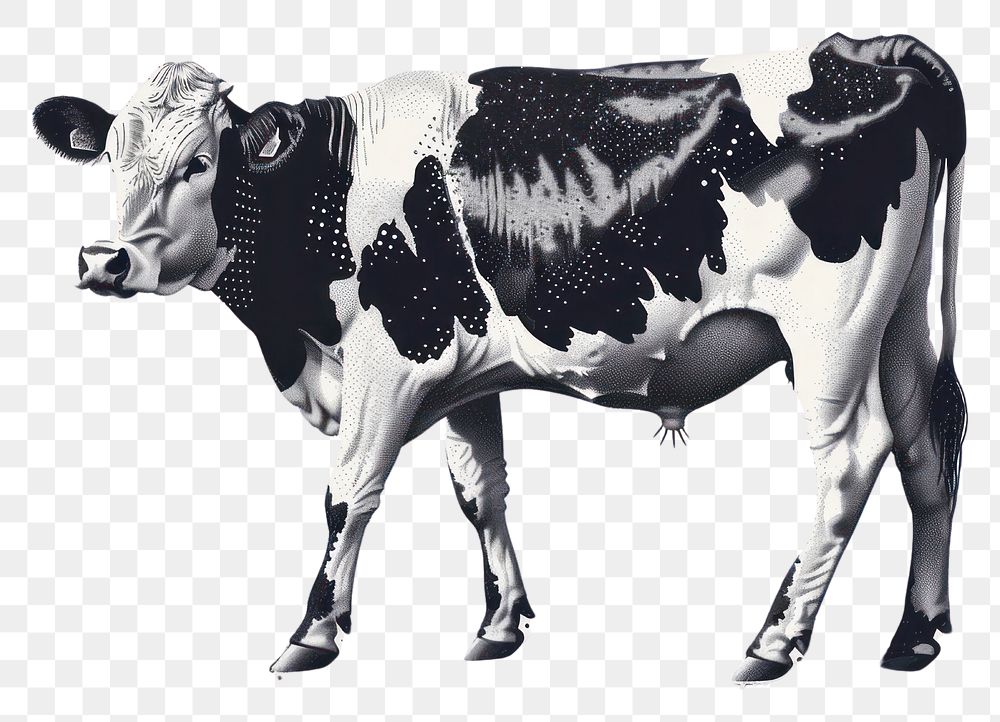 PNG Detailed black and white cow