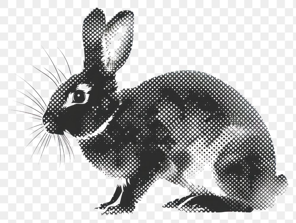 PNG Vintage black and white rabbit