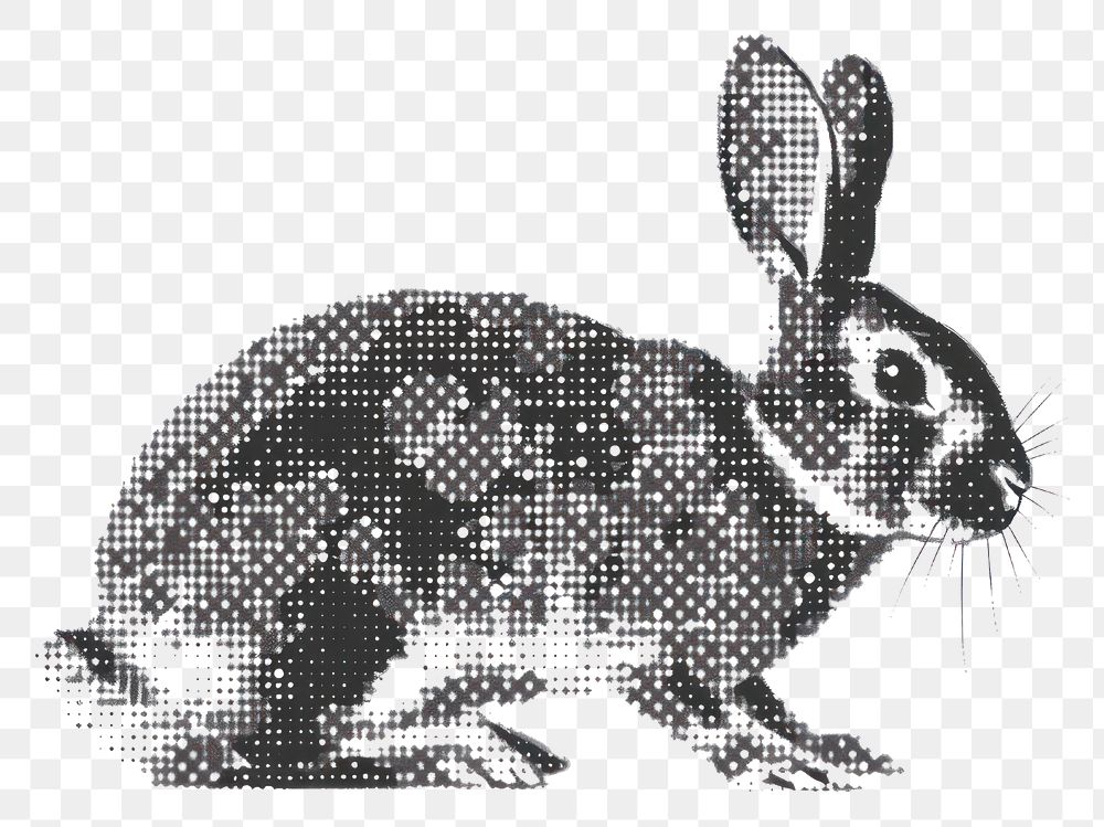 PNG Vintage dotted rabbit illustration