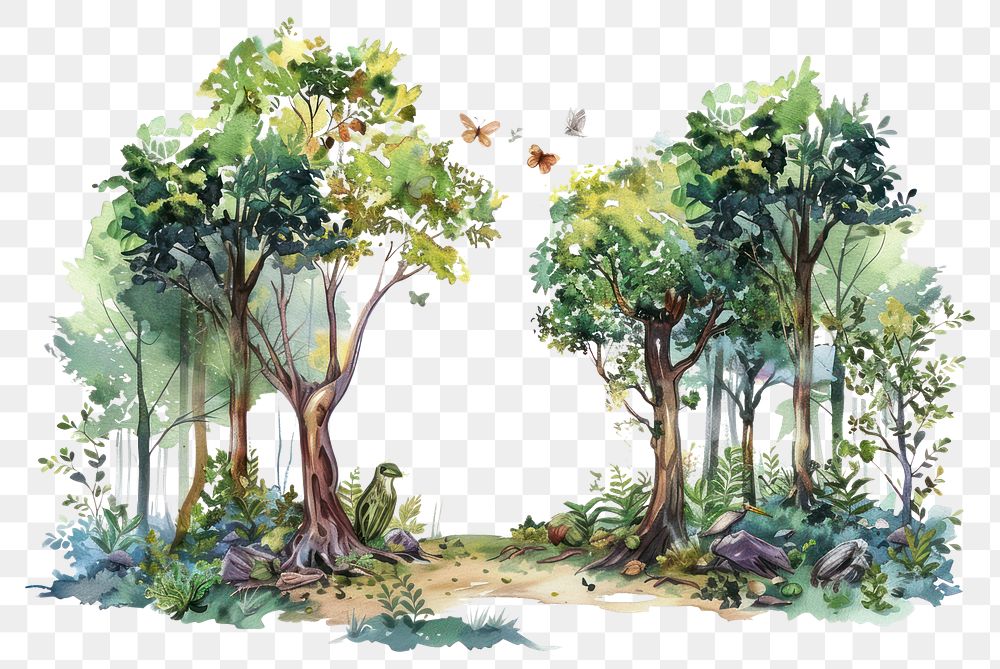 PNG Serene forest wildlife illustration