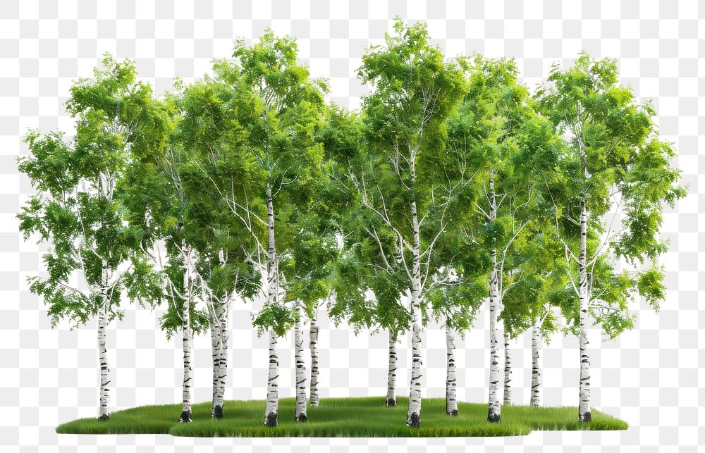 PNG Lush birch trees on grass