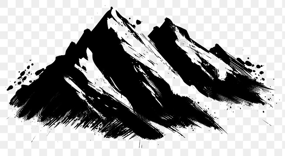 PNG black and white vectors silhouette of *mountain shape* brush stroke, simple clean and clear, isolated on white…