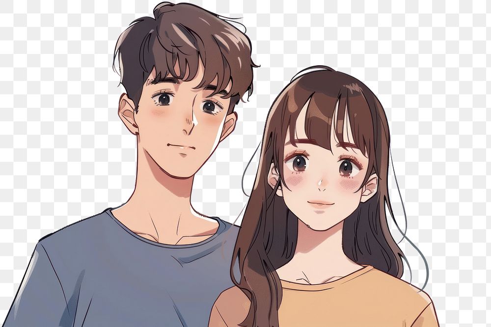 PNG Anime couple portrait illustration