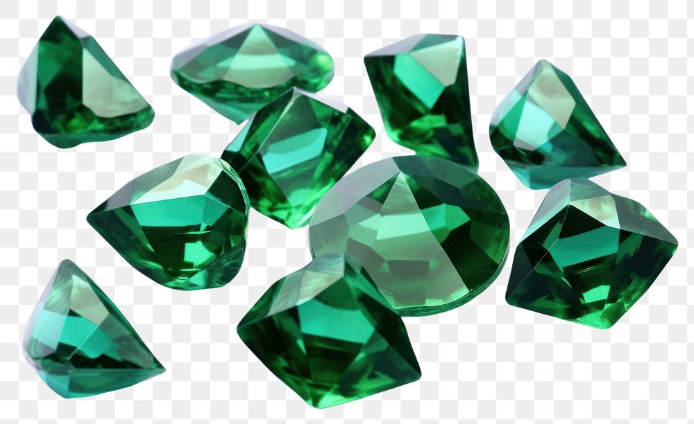 PNG  Shiny green gemstones on display