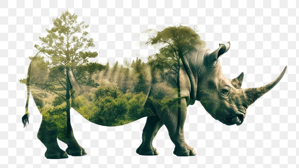 PNG  Rhino nature double exposure art