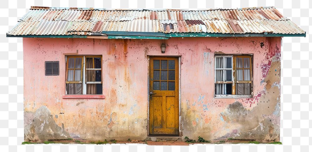 PNG Rustic colorful weathered house exterior