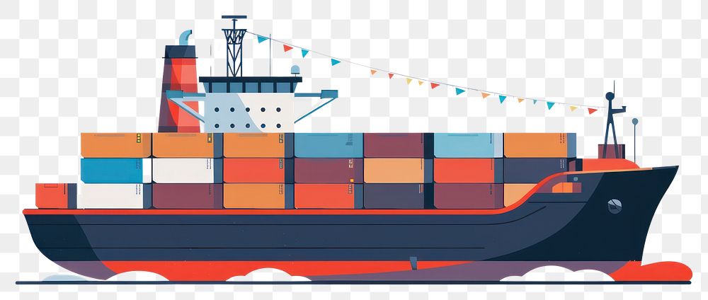 PNG Colorful cargo ship illustration