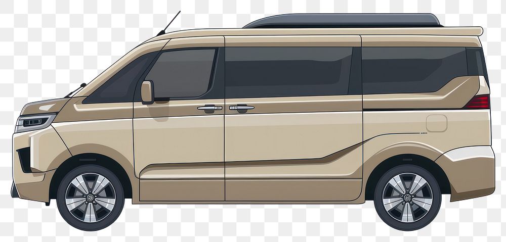 PNG Modern beige camper van illustration