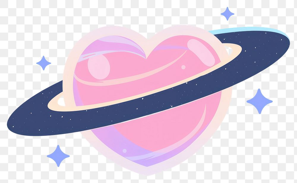 PNG  Heart planet with ring illustration