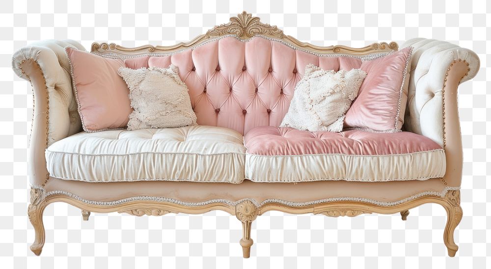 PNG  Elegant vintage pink tufted sofa