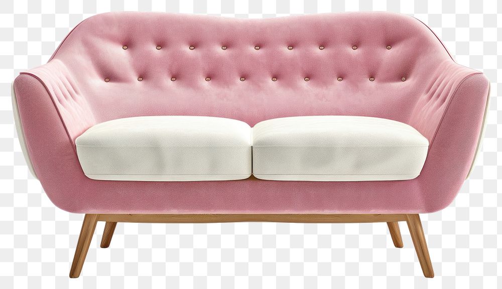 PNG  Stylish pink mid-century sofa