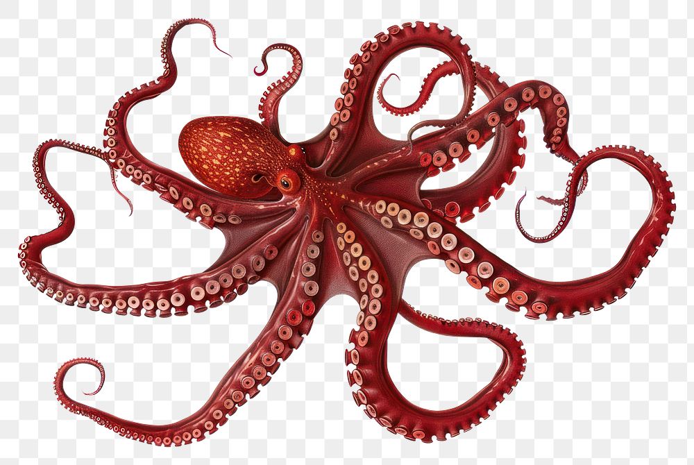 PNG Detailed red octopus illustration