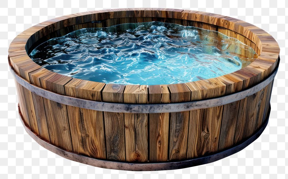 PNG  Wooden hot tub with water