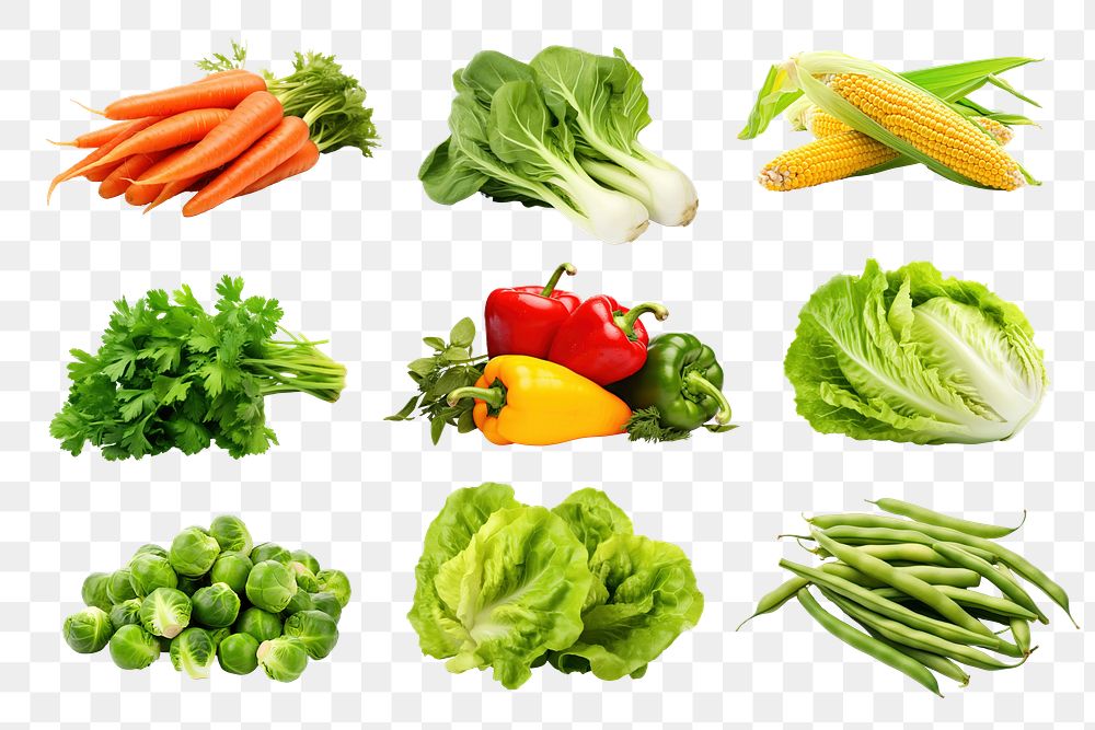 PNG vegetable food element set, transparent background