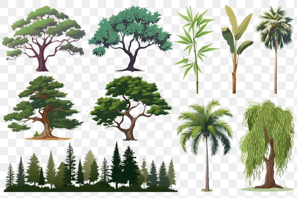 PNG tree element set, transparent background