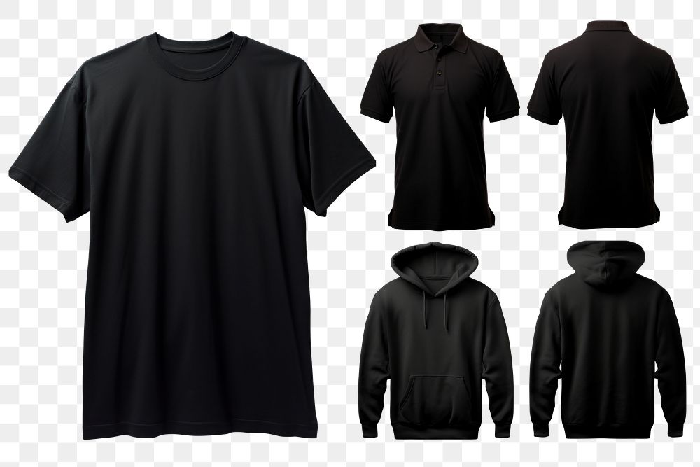 PNG black shirt design element set, transparent background