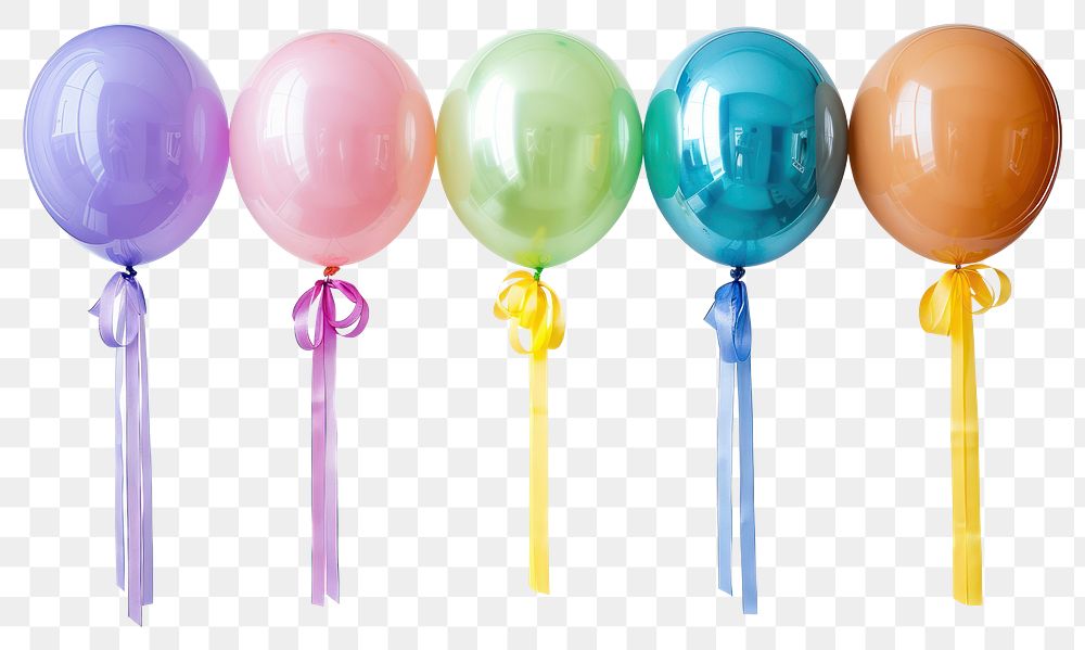 PNG Colorful balloons with ribbons