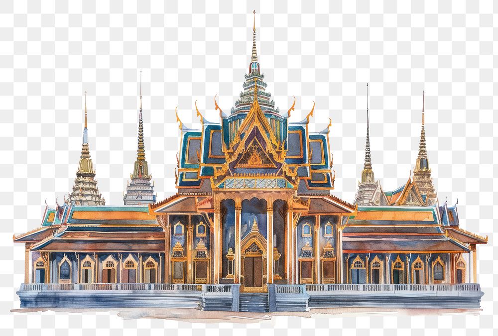 PNG Intricate Thai temple illustration | Free PNG - rawpixel