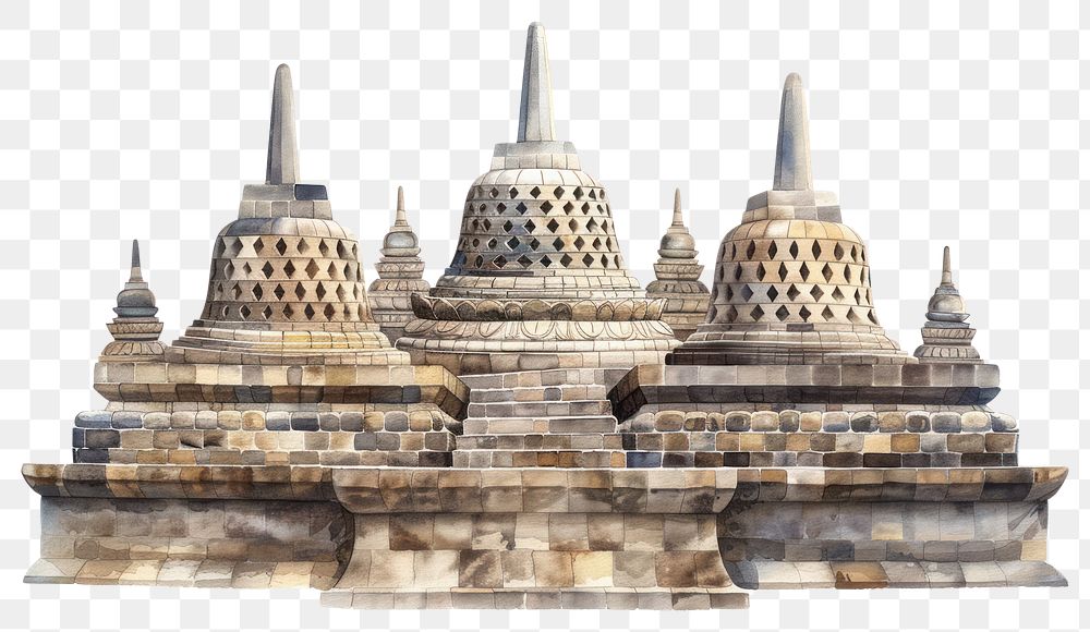 PNG Ancient Buddhist temple illustration