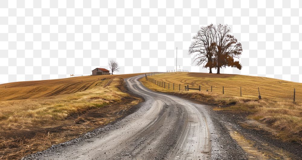 Rural dirt road autumn landscape