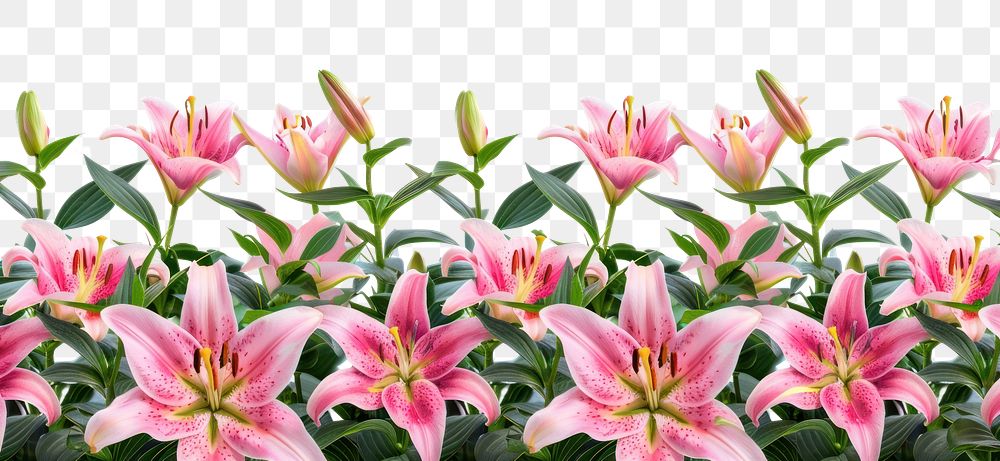 PNG Vibrant pink lilies blooming beautifully