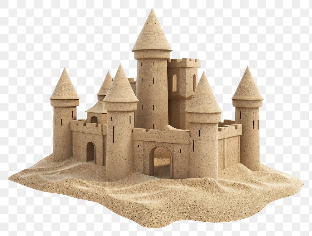 Detailed sandcastle with multiple towers. | Free PNG - rawpixel