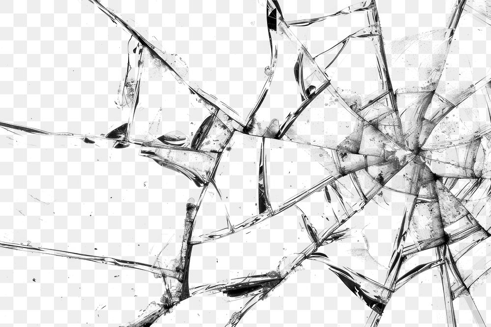 PNG Shattered glass with intricate cracks