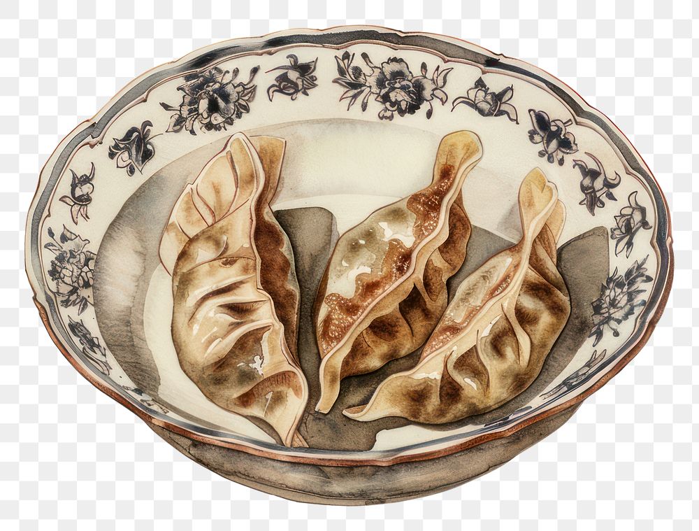 PNG Traditional dumplings in decorative bowl