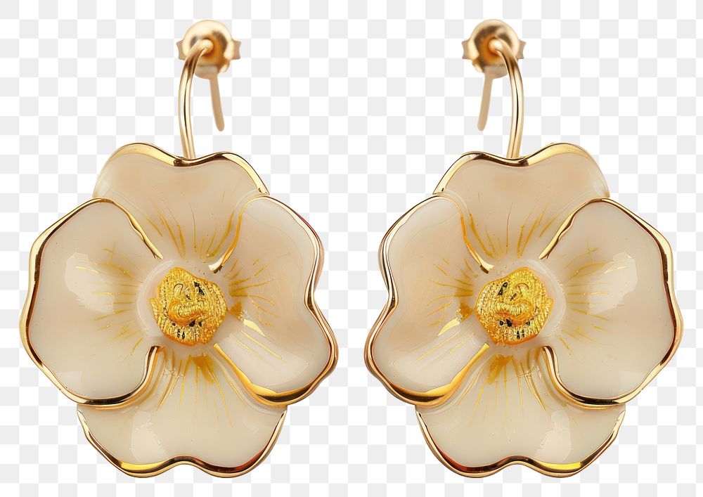 PNG Elegant floral gold earrings