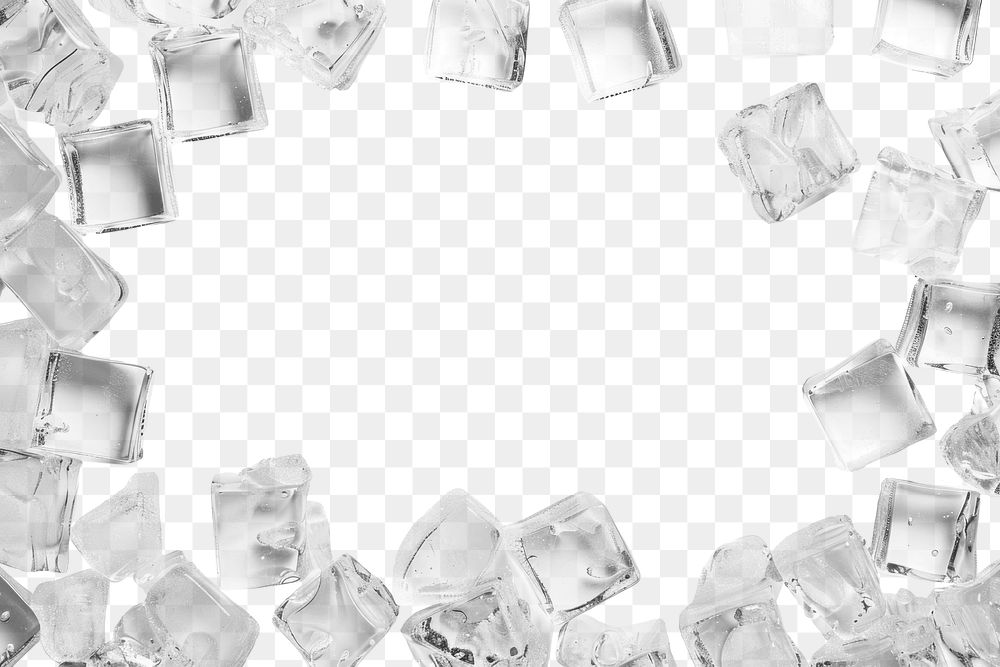 PNG Clear ice cubes scattered around