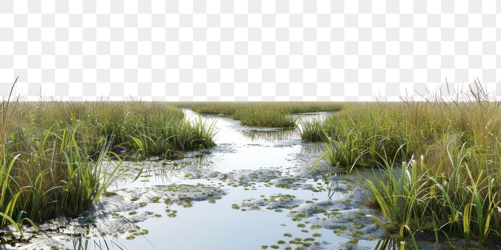 PNG Serene wetland landscape with water.