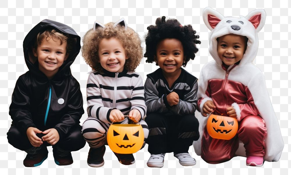 PNG kids in Halloween costumes, transparent background