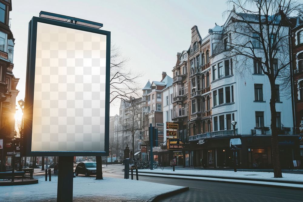 PNG urban billboard mockup, transparent design