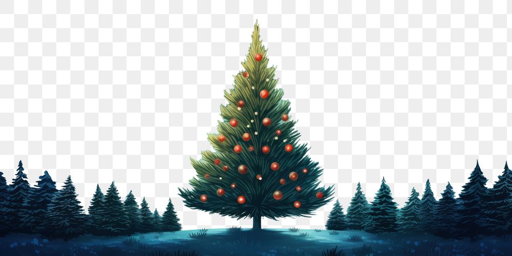 PNG Festive Christmas tree border, transparent background