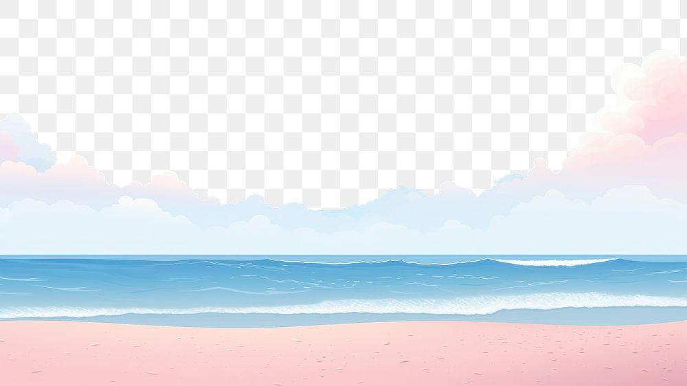 PNG beach illustration border, transparent background