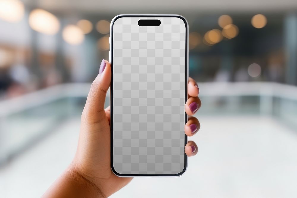 PNG phone screen  mockup, transparent design