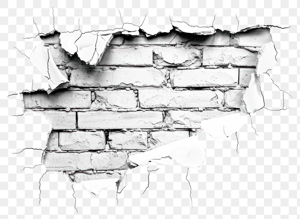 PNG Cracked white brick wall texture