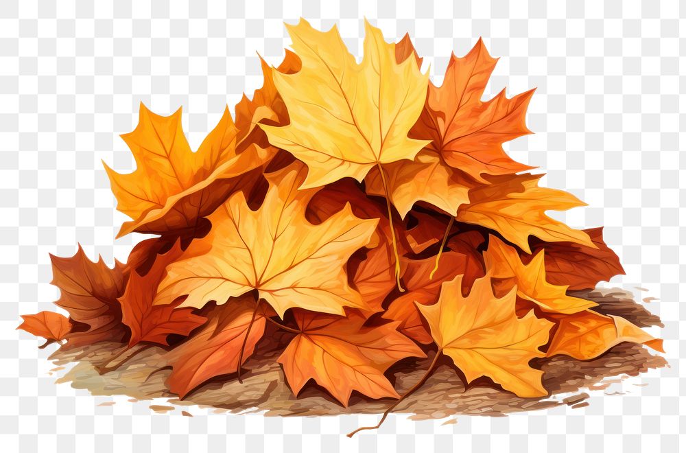 PNG  Autumn leaves pile illustration