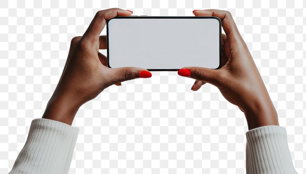 PNG  Hands holding blank smartphone