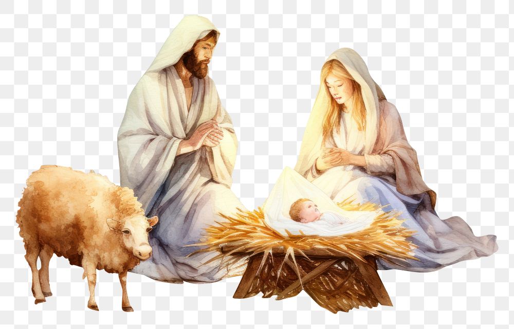 PNG Nativity scene with holy family, transparent background