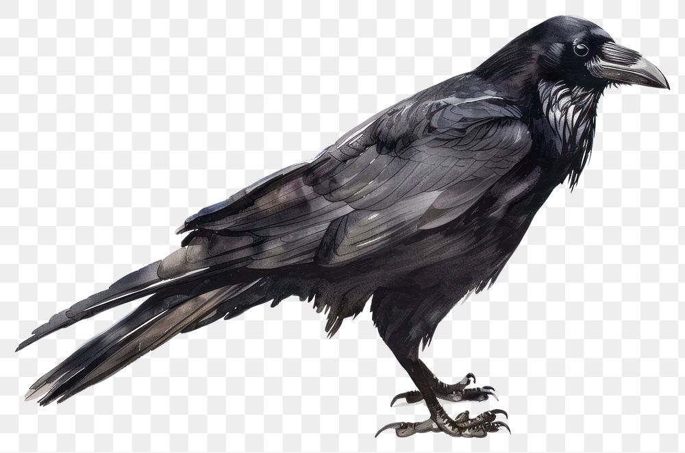 PNG Watercolor dark academia sraven animal bird crow.