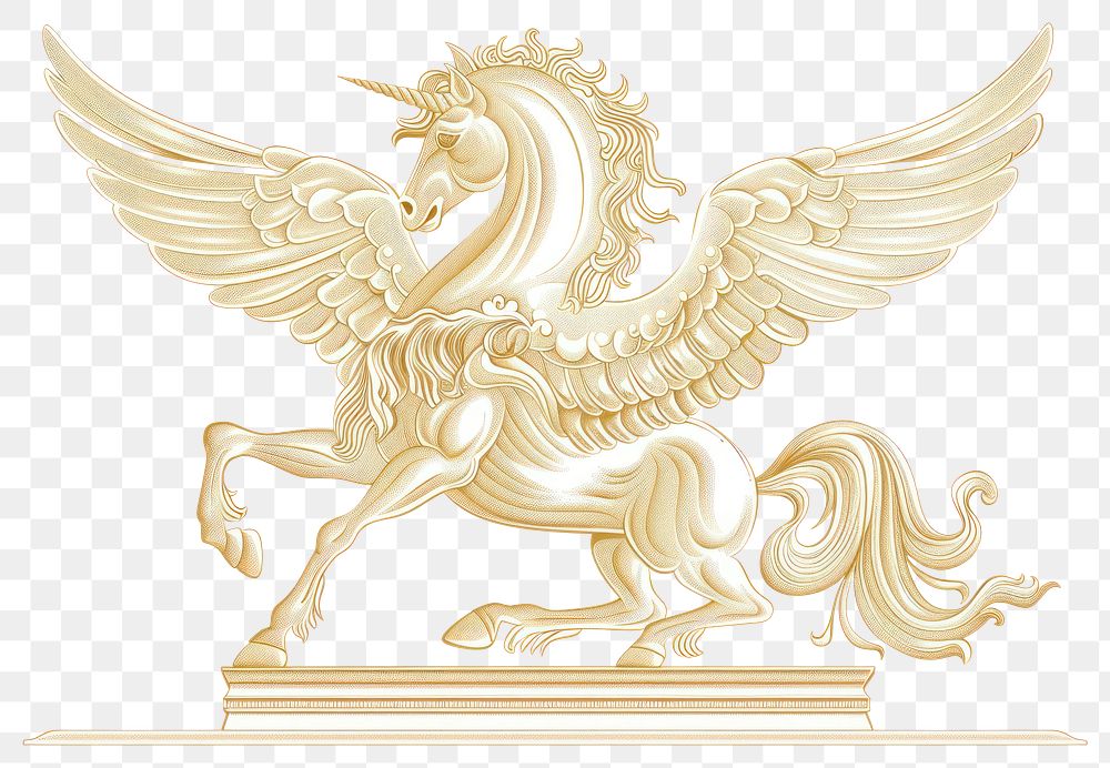 PNG Elegant mythical winged unicorn illustration