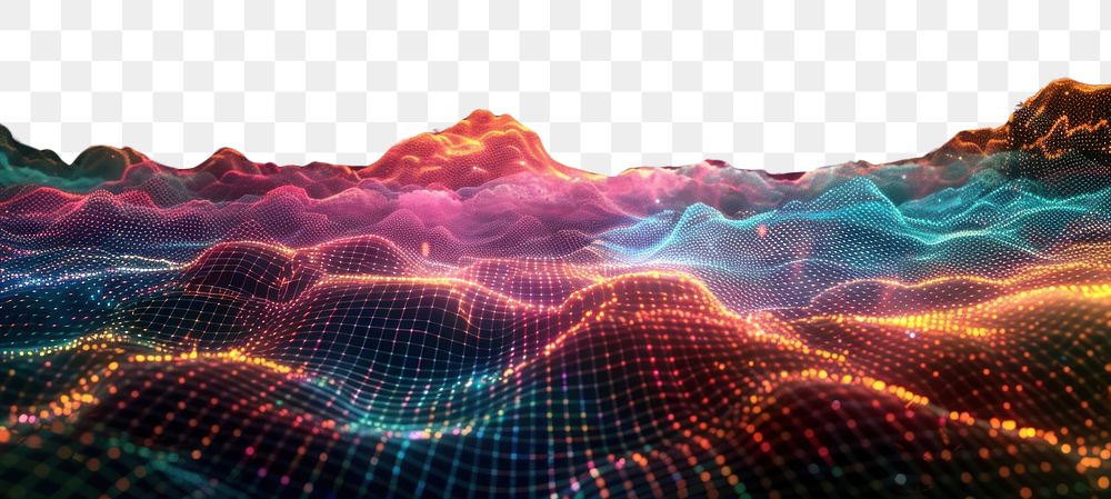 PNG Vibrant digital waves and stars